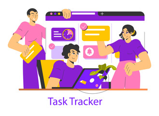 Time Management. Flat Vector Illustration