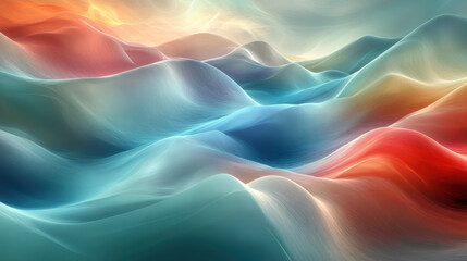 Obraz premium Surreal abstract landscape with smooth flowing waves in vibrant colors