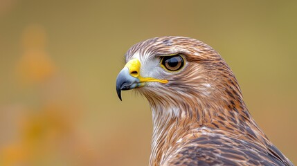 Fototapeta premium Hawk Profile, Autumn Meadow, Sharp Focus, Wildlife Photography