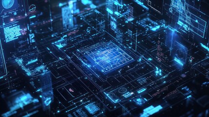 Abstract Digital Data Visualization: Futuristic Technology Interface