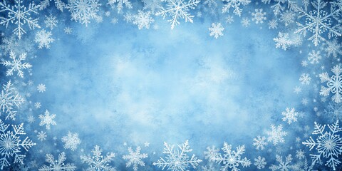 Winter Wonderland Blue Frost Border with Intricate Snowflakes