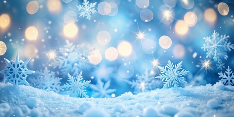 Winter Wonderland Snowflakes, Lights and Bokeh Background