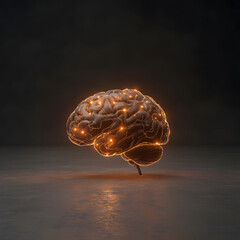Naklejka premium cybernetic brain structure with glowing connections, symbolizing intelligence and technology