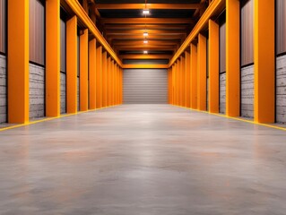 Fototapeta premium Minimalist steel factory illuminated by soft, warm light, creating a serene industrial feel