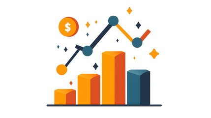 Modern market growth icon, clean vector representation of financial success trends