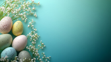 Easter background with easter eggs and flowers