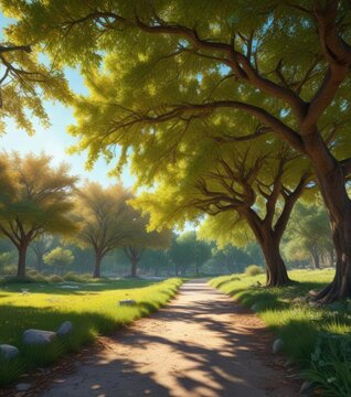 Un basurero vac?o en el techo de un parque con ?rboles frondosos y una l?mpara de aceite , parque, aceite