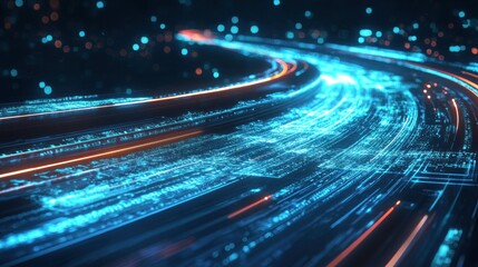 Abstract Digital Data Streams: Futuristic Technology Concept