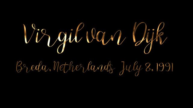 Gold cursive text displays a personalized name and birth details; suitable for custom birth announcements or special occasion designs. Gold cursive text displays a name. 4K