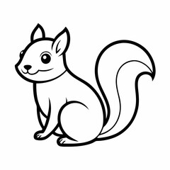 Simple a Squirrel line art vector white background