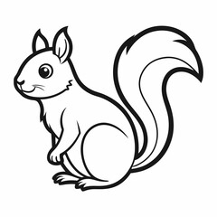 Simple a Squirrel line art vector white background