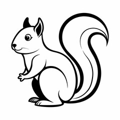 Simple a Squirrel line art vector white background