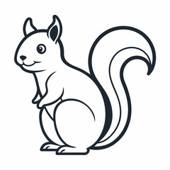 Simple a Squirrel line art vector white background