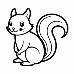 Simple a Squirrel line art vector white background
