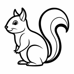 Simple a Squirrel line art vector white background
