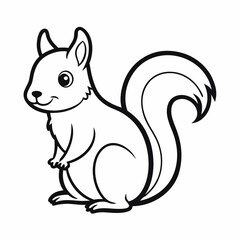 Simple a Squirrel line art vector white background
