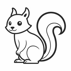 Simple a Squirrel line art vector white background