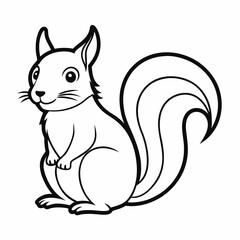 Simple a Squirrel line art vector white background