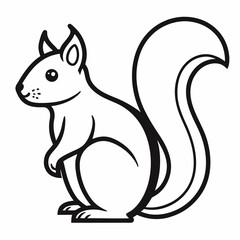 Simple a Squirrel line art vector white background