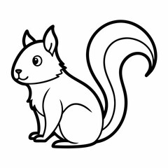 Simple a Squirrel line art vector white background
