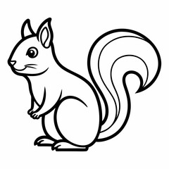 Simple a Squirrel line art vector white background