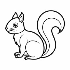 Simple a Squirrel line art vector white background