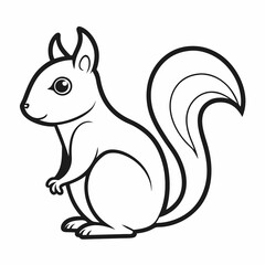 Simple a Squirrel line art vector white background