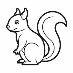 Simple a Squirrel line art vector white background