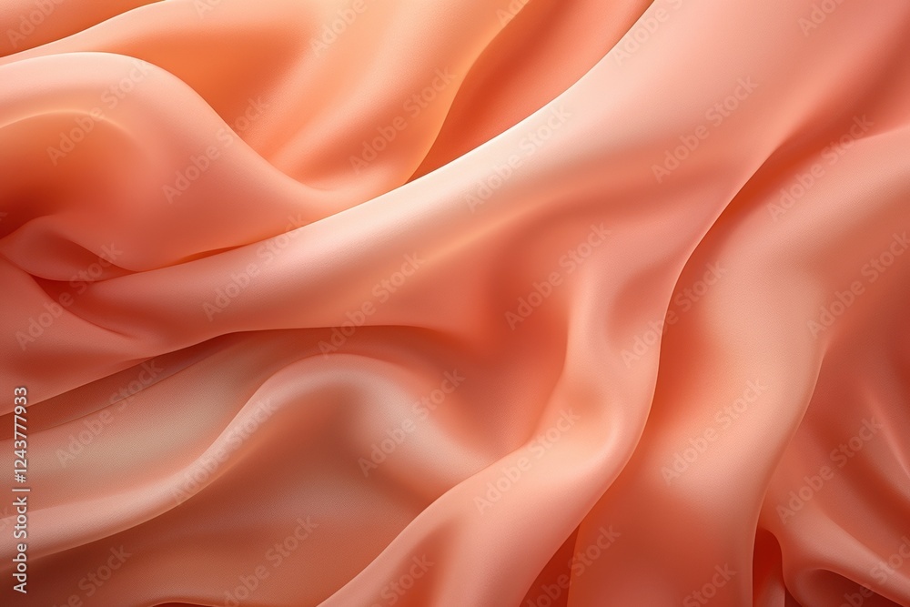 Poster soft and flowing peachy silken fabric with elegant drapery and smooth texture for design and backgro
