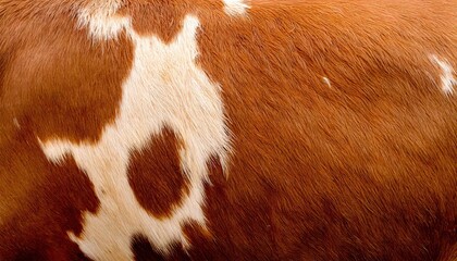 Close-up of a brown cow's fur pattern with white specks under natural light in a farm setting
