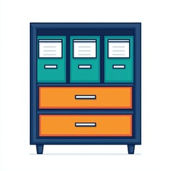 Organized Office Cabinet with Drawers and Filing System for Documents