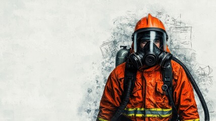 Obraz premium Brave Firefighter in Protective Gear Ready for Action Emergency Response Safety