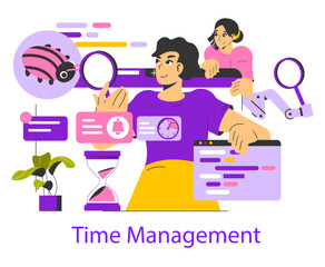 Time Management. Flat Vector Illustration