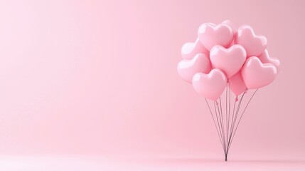 A bunch of pink heart-shaped balloons.