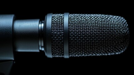 Close-up studio microphone on black background
