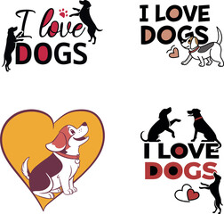 Obraz premium Four unique dog stickers, each with a different design, highlighting the charm and personality of various breeds