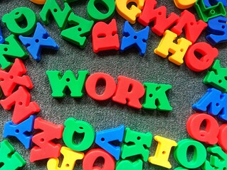 Fototapeta premium word WORK, 3d text colorful alphabet 