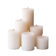 Set of pillar candles transparent and white background