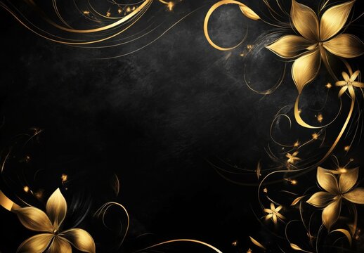 A luxurious black and gold background with elegant motifs, suitable for premium skincare