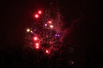 Small amatuer new years firework shooting fireworks.