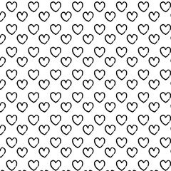Cute romantic minimalist simple seamless pattern with hand drawn silver ink grunge hearts in outline. Background for Valentines day wedding.