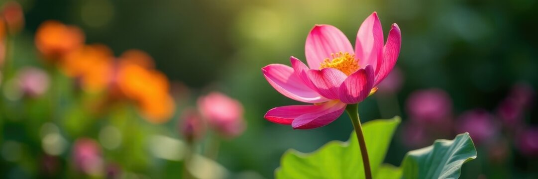 Flor de aguaviva en un jard?n lleno de flores, jard?n, sombra