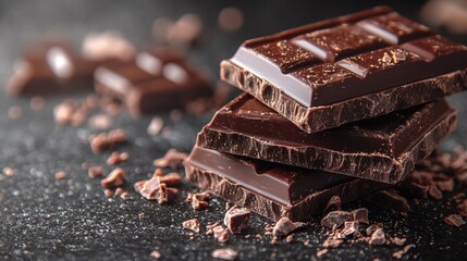 pieces of chocolate bar isolated on transparent background