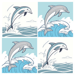 Naklejka premium Dolphin jump out of the water in sea