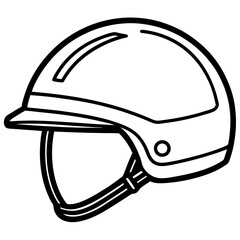 Simple a Helmet floating line art vector white background