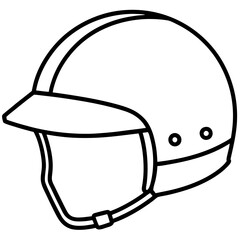 Simple a Helmet floating line art vector white background