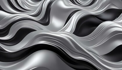 Obraz premium Fondo abstracto negro y plateado metálico que fluye con patrones suaves y ondulados