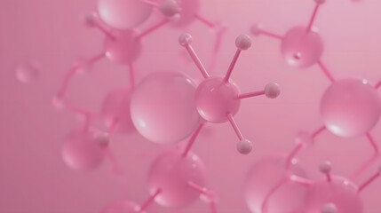 Abstract Representation of Pink Molecules and Atoms in a Science and Technology Conceptual Background for Education and Research Use