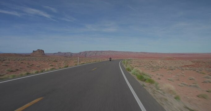Passing Motorcycles on Highway 163 in Monument Valley