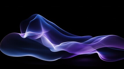 Fototapeta premium Long exposure shot of fluid light waves forming smooth glowing curves, electric purple and cyan hues, surreal and immersive effect